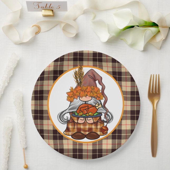 Give Thanks Gnome Paper Plates (Wedding)