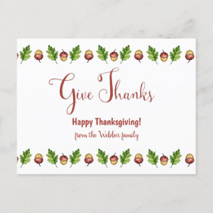 Give Thanks Happy Thanksgiving Customizable Postcard
