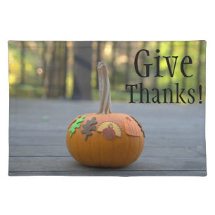 Give Thanks Happy Thanksgiving Pumpkin Turkey Placemat