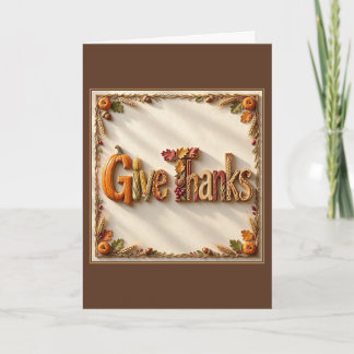 Give Thanks Harvest Letters in Wheat Frame Card