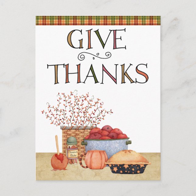 Give Thanks Holiday Postcard (Front)