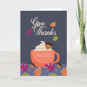 Give Thanks Hot Drink Thanksgiving Fall Colors Card