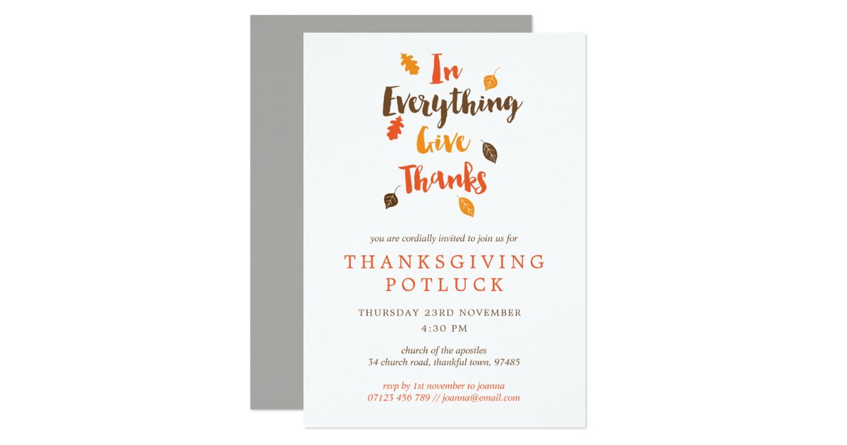 Give Thanks Leaves Thanksgiving Potluck Invitation | Zazzle.com
