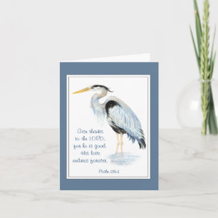 Give Thanks Lord Bible Inspirational Quote Heron Thank You Card
