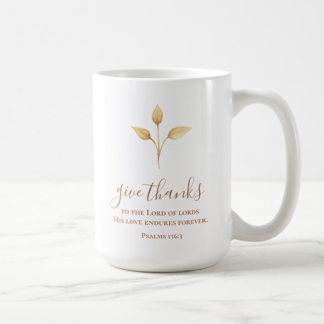 Give Thanks Minimalistic Watercolor Thanksgiving Coffee Mug (Right)