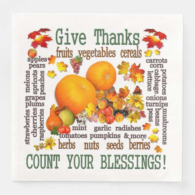 Give Thanks! Paper Dinner Napkins (Front)