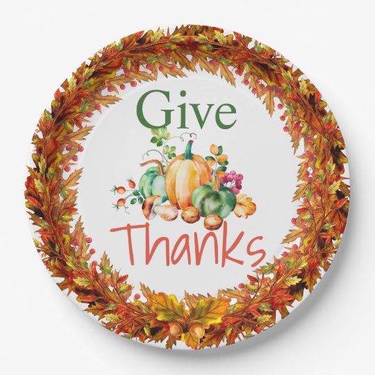 Give Thanks Paper Plate 