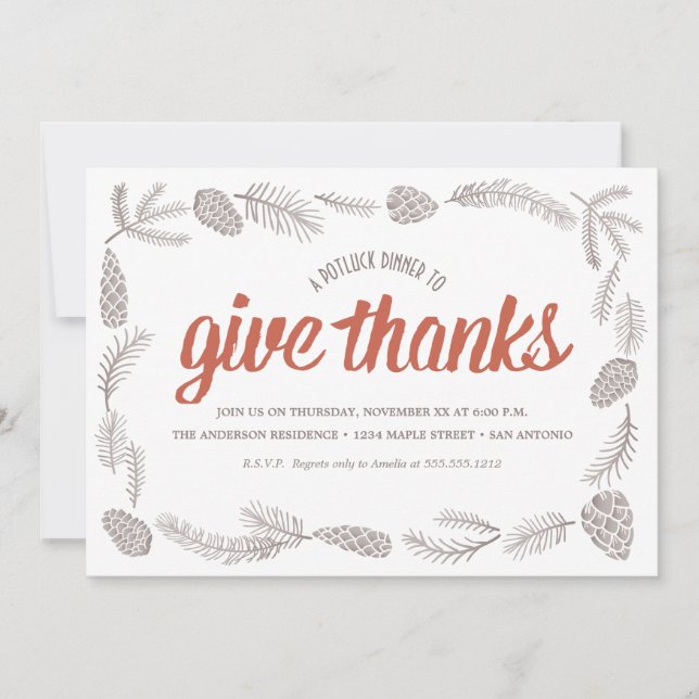 Give Thanks Potluck Invitation (Front)