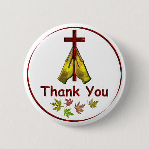 Give Thanks Praying Hands Button