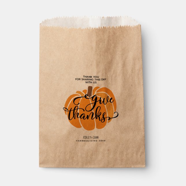 Give Thanks Pumpkin Favor Bag (Front)