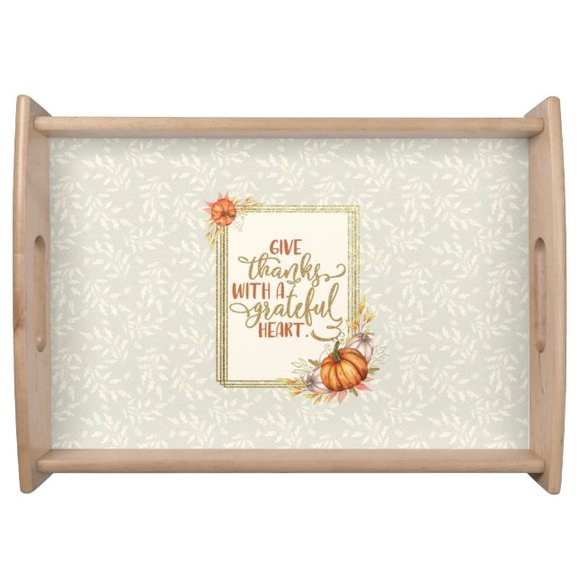 Give Thanks Pumpkin Frame Serving Tray (Front)
