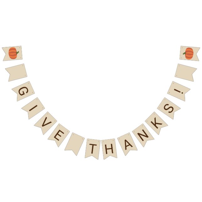 Give Thanks Pumpkin Thanksgiving Bunting Flags (All)