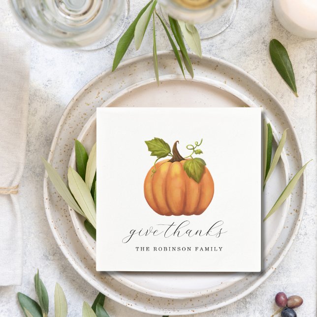 Give Thanks Pumpkin Thanksgiving  Napkins (Creator Uploaded)