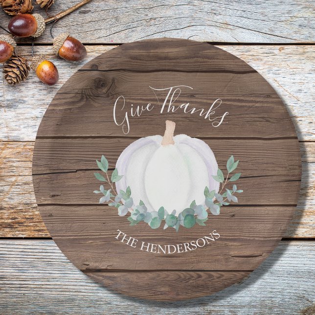 Give Thanks Pumpkin Thanksgiving Paper Plates (Creator Uploaded)