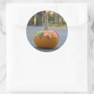 Give Thanks Pumpkin Turkey Thanksgiving Stickers