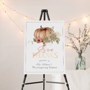 Give Thanks Pumpkin & White Dahlia Thanksgiving Foam Board