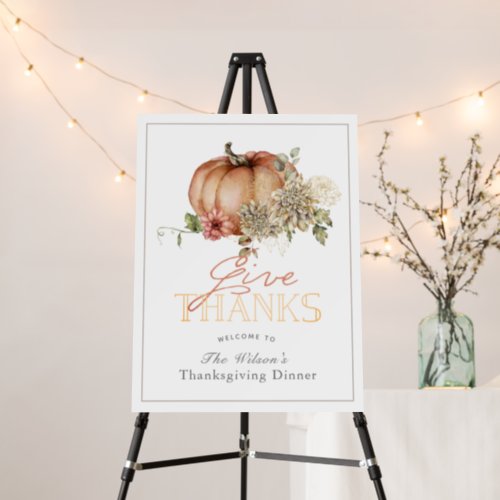 Give Thanks Pumpkin  White Dahlia Thanksgiving Foam Board