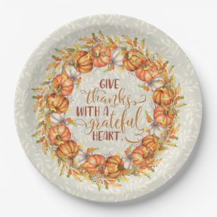 Give Thanks Pumpkin Wreath Paper Plates
