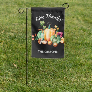 Give Thanks Pumpkins Personalized Garden Flag
