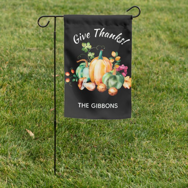 Give Thanks | Pumpkins | Personalized Garden Flag (In SItu)