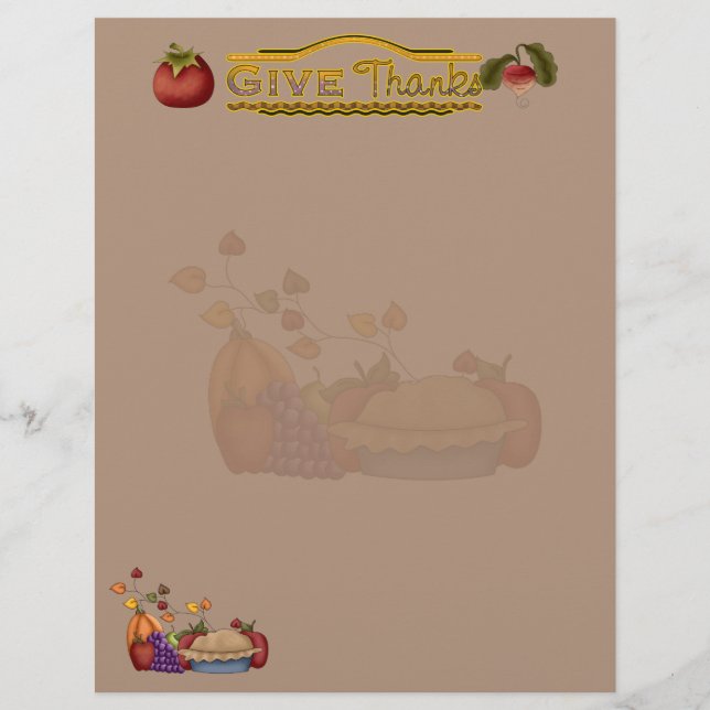 Give Thanks Recipe Pages (Un-Lined) (Front)