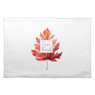 Give Thanks Red Fall Leaf Thanksgiving Cloth Placemat