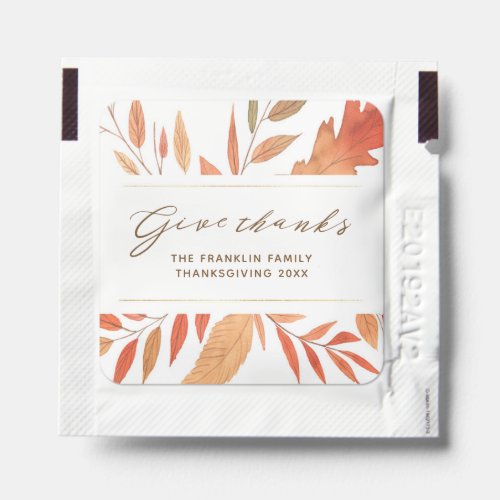 Give Thanks Rustic Autumn Leaves Thanksgiving Hand Sanitizer Packet