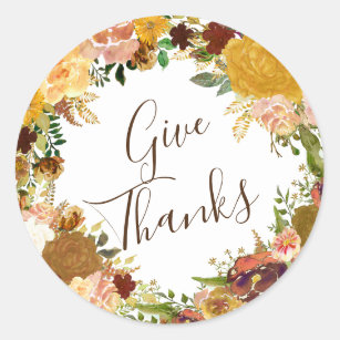 Give Thanks Rustic Autumn Wreath Thanksgiving Classic Round Sticker
