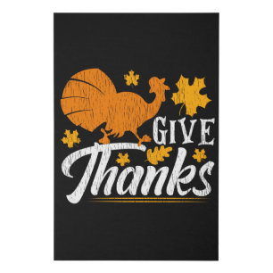 Give Thanks Rustic Fall Turkey Thanksgiving Gift Faux Canvas Print
