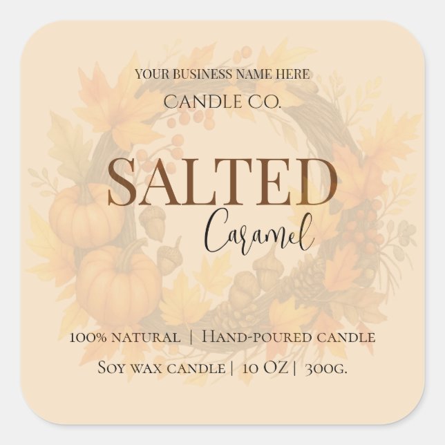 Give Thanks Salted Caramel Candle Label (Front)