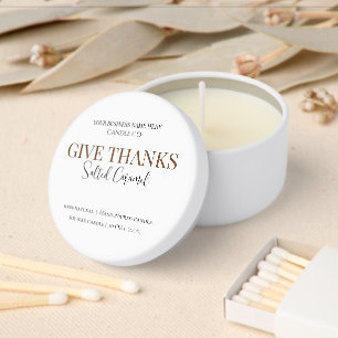 Give Thanks Salted Caramel Candle Label Mini Candle Favors