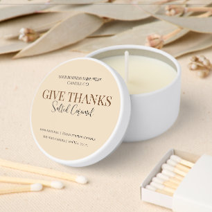 Give Thanks Salted Caramel Candle Label Mini Candle Favors