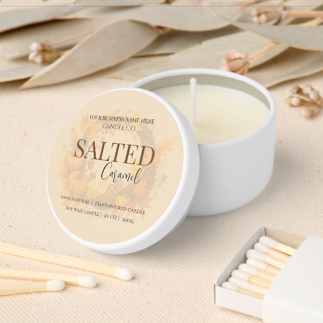 Give Thanks Salted Caramel Candle Label Mini Candle Favors (Insitu)