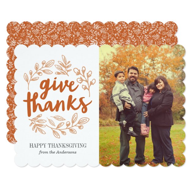 Give Thanks Script Photo Card