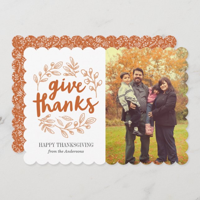 Give Thanks Script Photo Card (Front/Back)