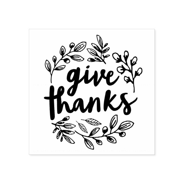 Give Thanks Script Rubber Stamp (Imprint)