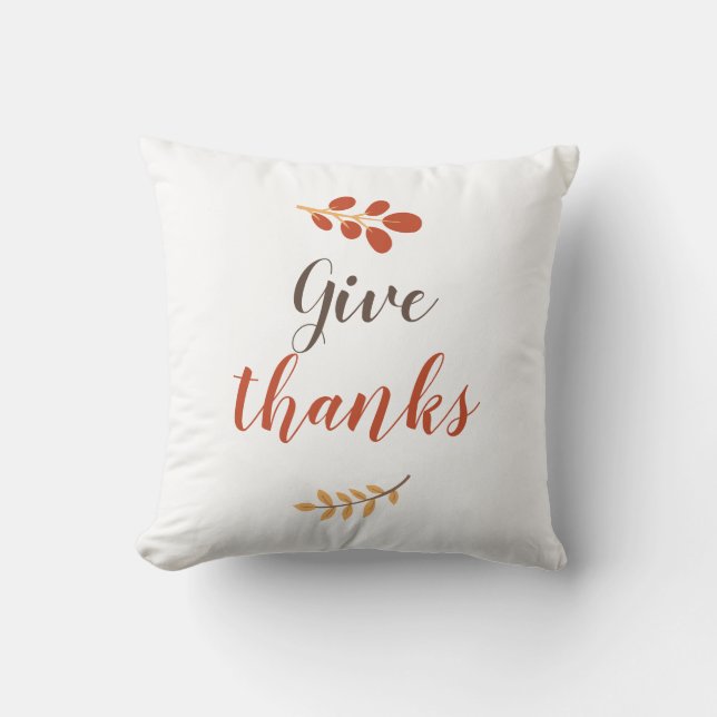 Give Thanks Script Thanksgiving Fall Autumn Simple Throw Pillow (Front)