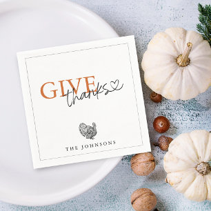 Give Thanks Season Turkey Paper Napkins
