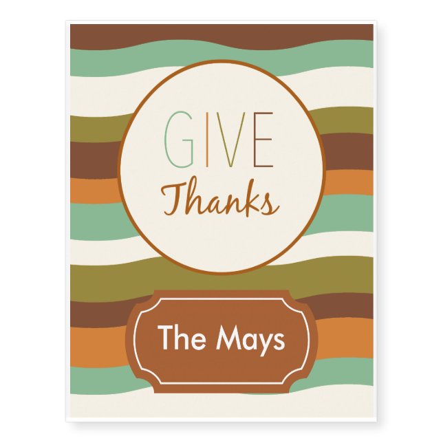 Give Thanks Temporary Tattoos (Front)