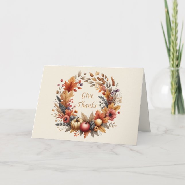 Give Thanks Thanksgiving Card (Front)