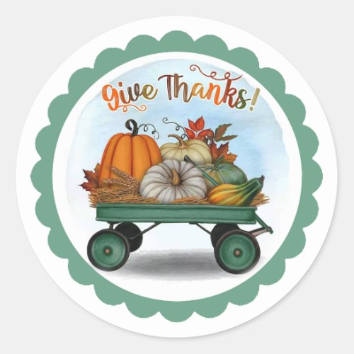 Give Thanks Thanksgiving Classic Round Sticker