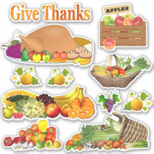Give Thanks Thanksgiving Contour Sticker
