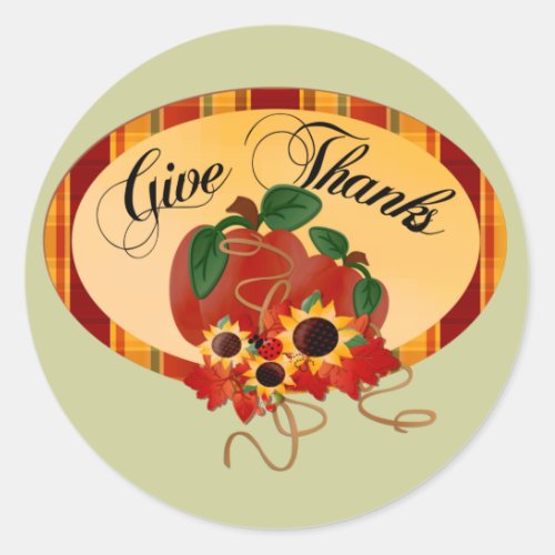 Give Thanks Thanksgiving Day Classic Round Sticker