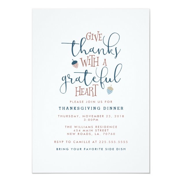 Give Thanks Thanksgiving Dinner Card