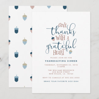 Give Thanks Thanksgiving Dinner Invitation