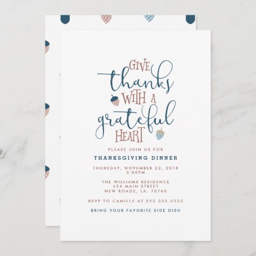 Give Thanks Thanksgiving Dinner Invitation