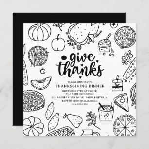 Give Thanks Thanksgiving Dinner Invitation