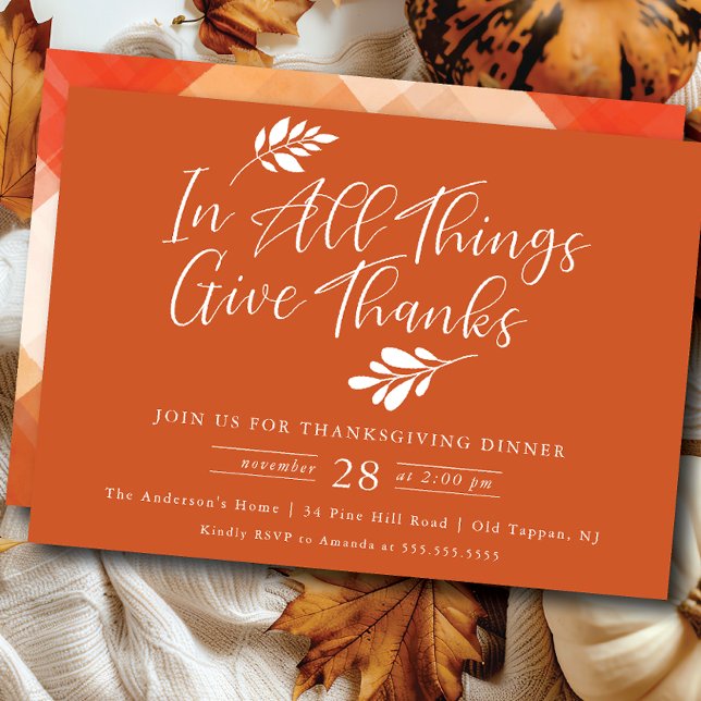 Give Thanks Thanksgiving Dinner Invitation (Creator Uploaded)