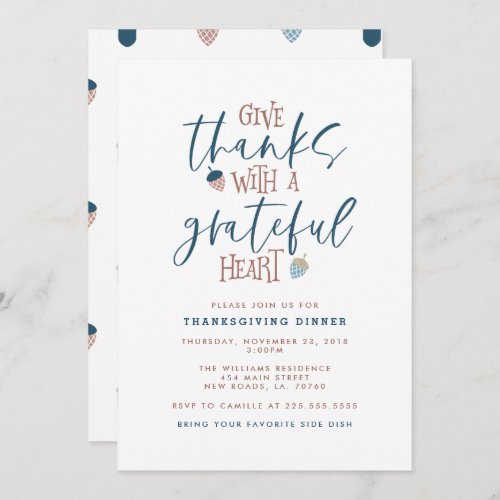 Give Thanks Thanksgiving Dinner Invitation