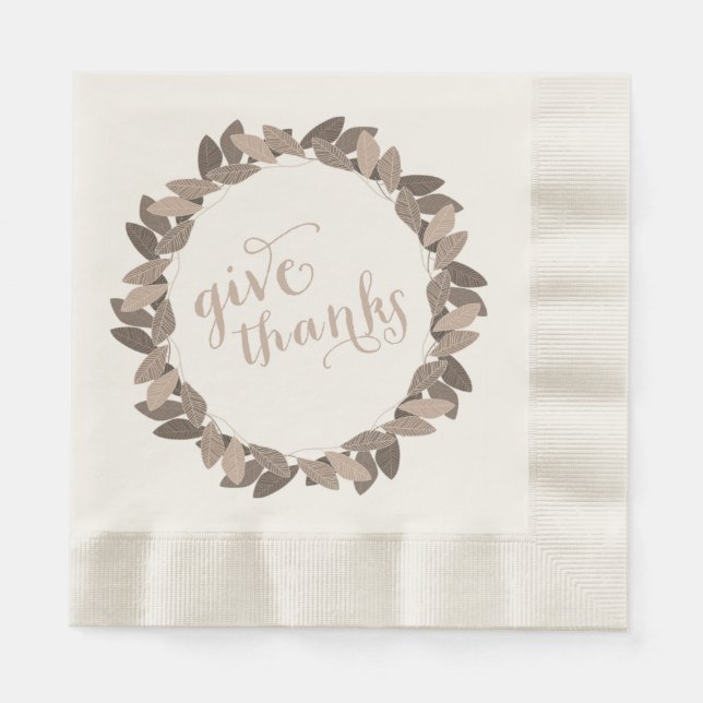 Give Thanks | Thanksgiving Paper Napkins (Front)